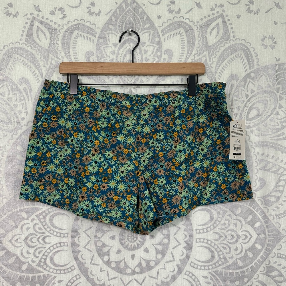 Nwt Secret Treasures Walmart Shorts Ruffle Top Pocket Sleep Short Blue Floral L